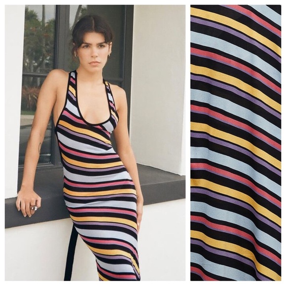 NWT. Zara Diagonal Striped Knitted Midi Dress. Size S. - Picture 1 of 9